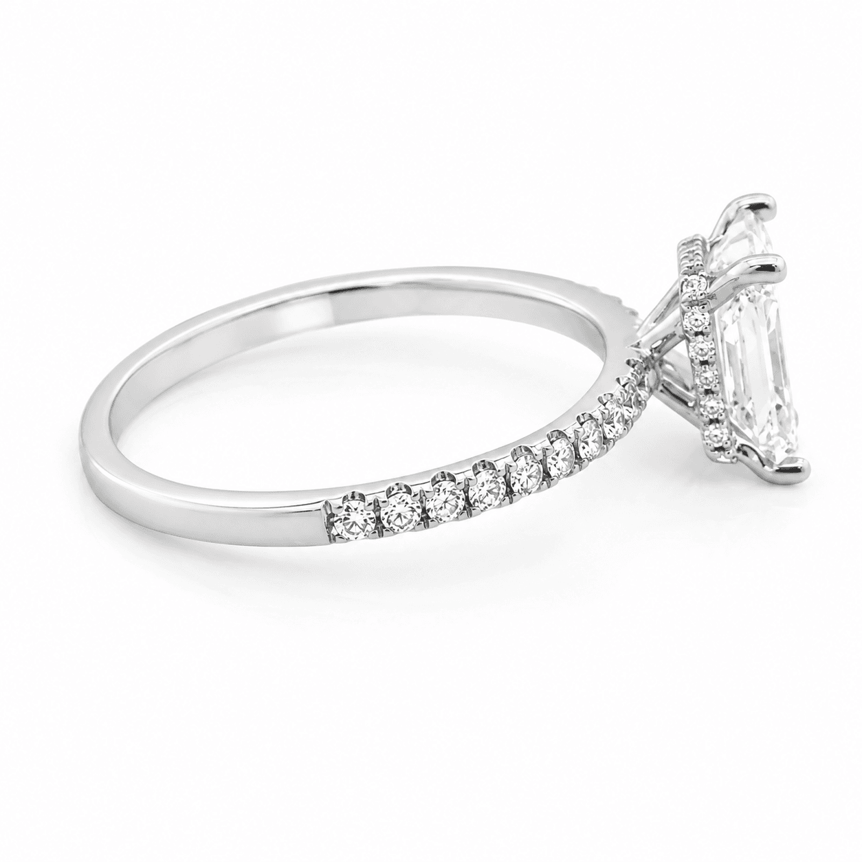14K White Gold Radiant Cut Diamond Engagement Ring