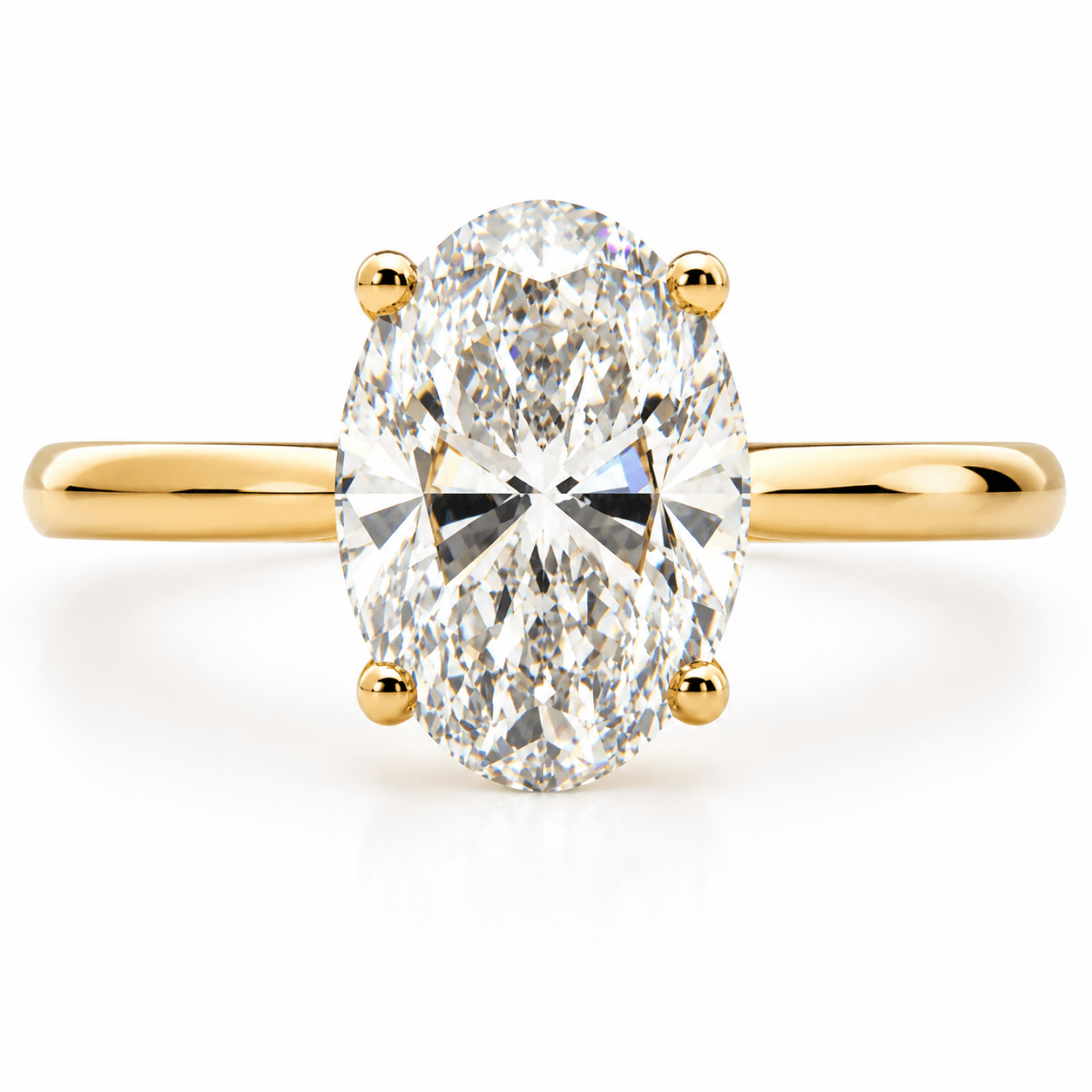 14K YG LAB Grown Oval Diamond Hidden Halo Ring