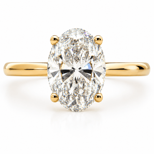 14K YG LAB Grown Oval Diamond Hidden Halo Ring
