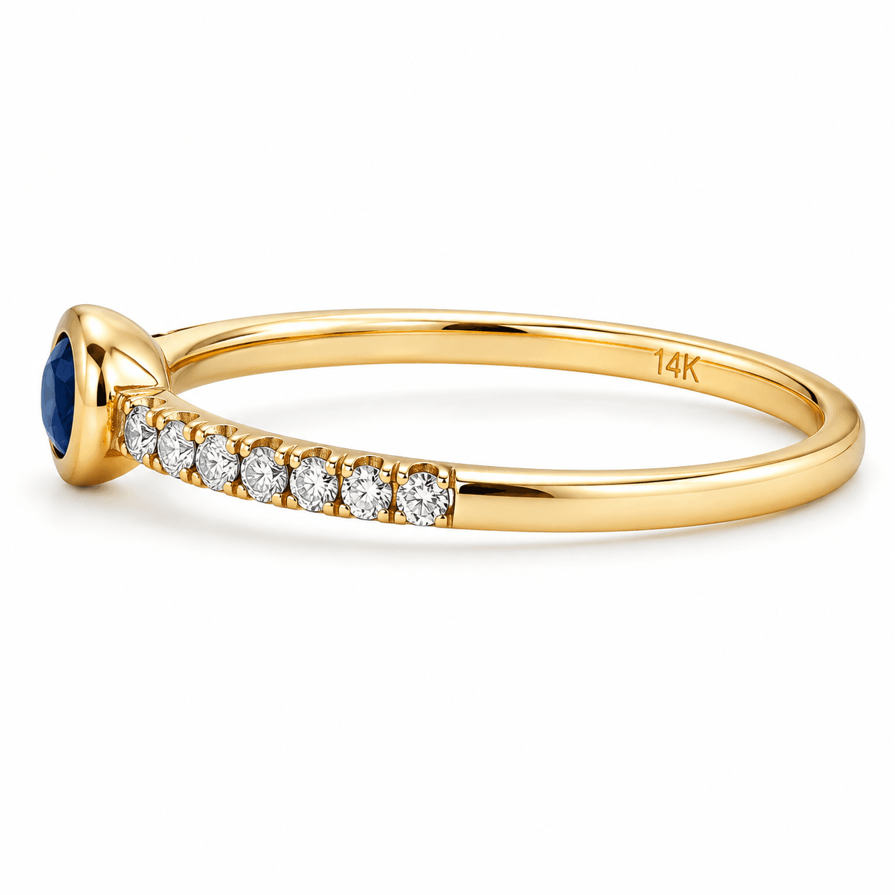 East West Oval Sapphire and Diamond Stackable Ring