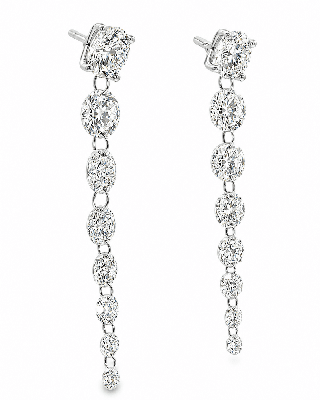 14K White Gold Diamond Drop Earrings 