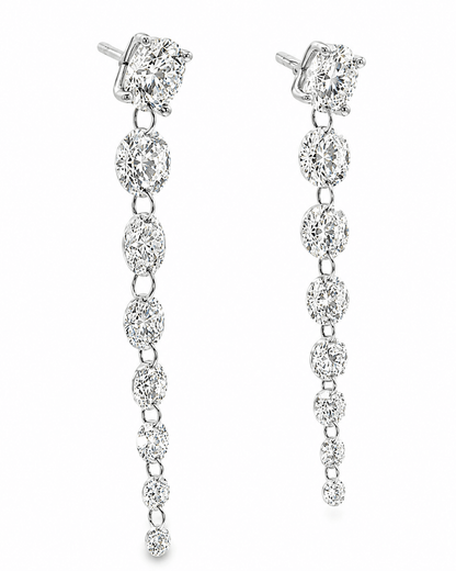 14K White Gold Diamond Drop Earrings 