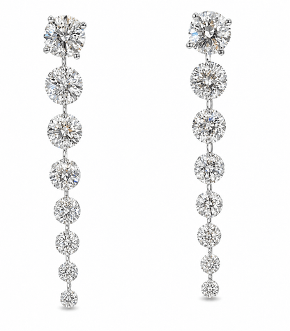 14K White Gold Diamond Drop Earrings 