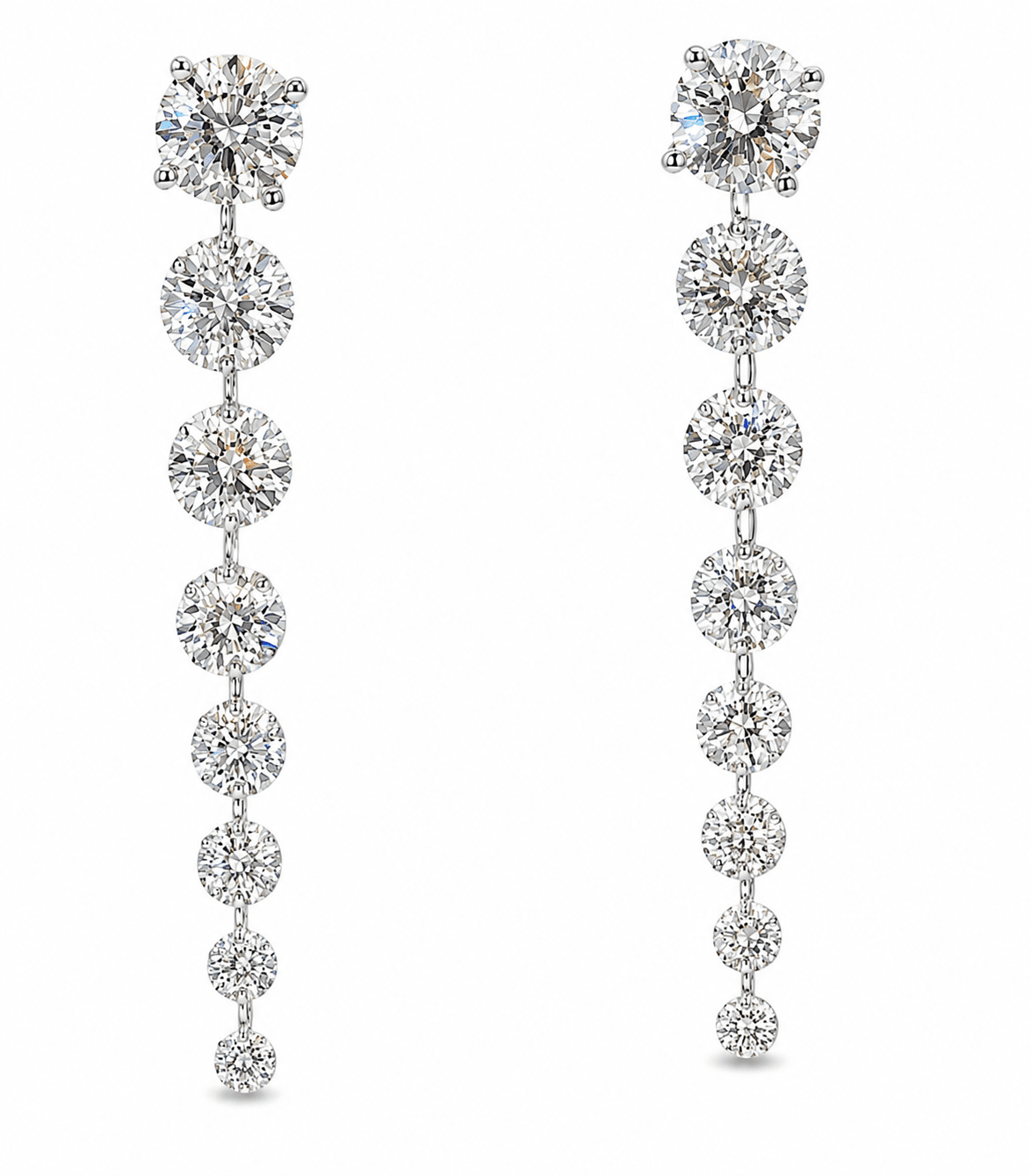 14K White Gold Diamond Drop Earrings