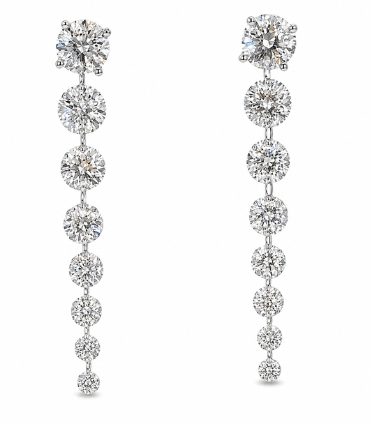14K White Gold Diamond Drop Earrings