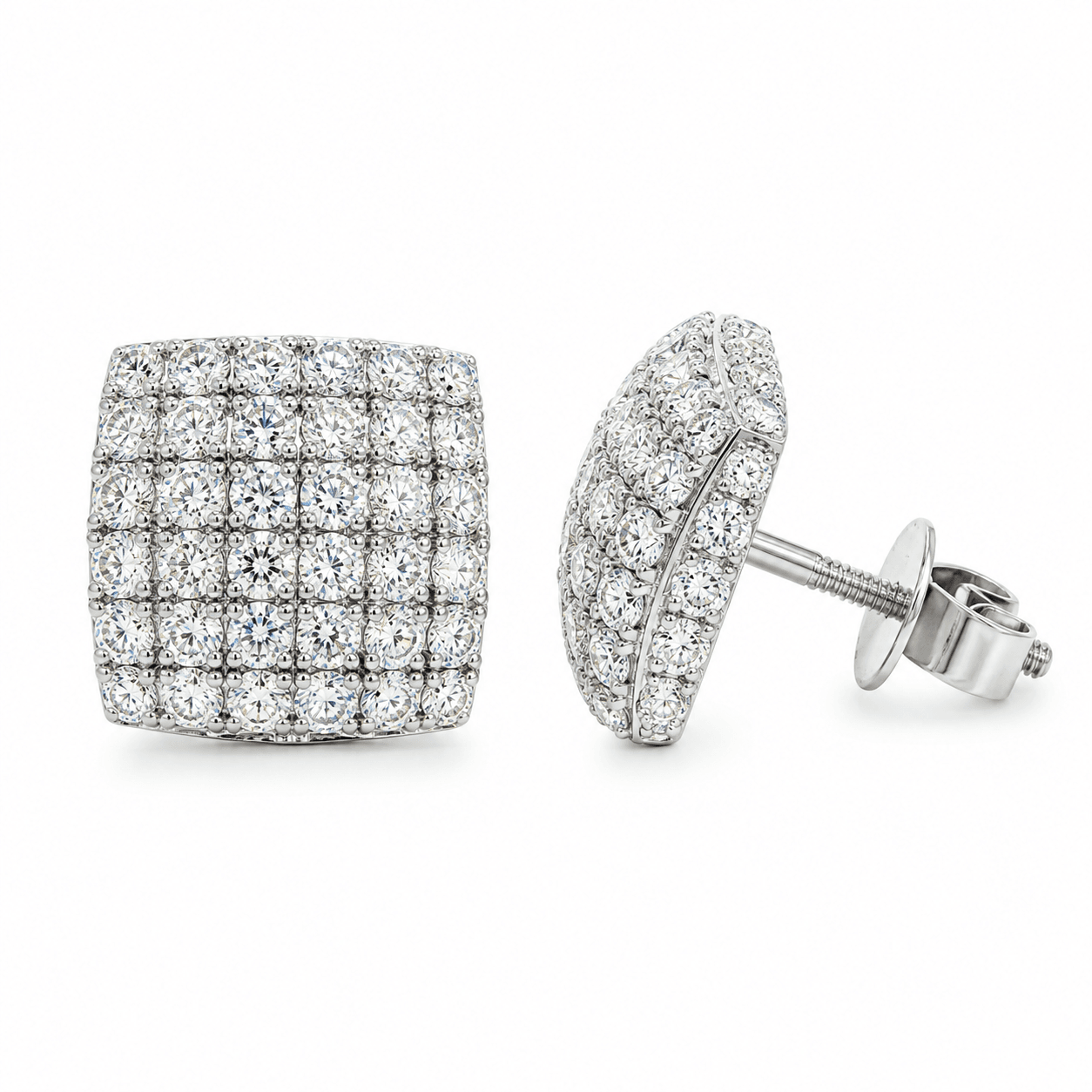 14K White Gold Lab Diamond Pave Stud Earrings