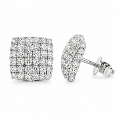 14K White Gold Lab Diamond Pave Stud Earrings