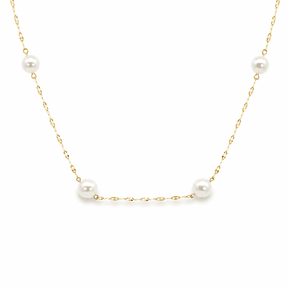 Pink Akoya Pearl Station Necklace