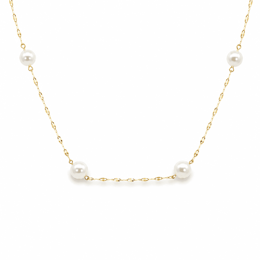 Pink Akoya Pearl Station Necklace