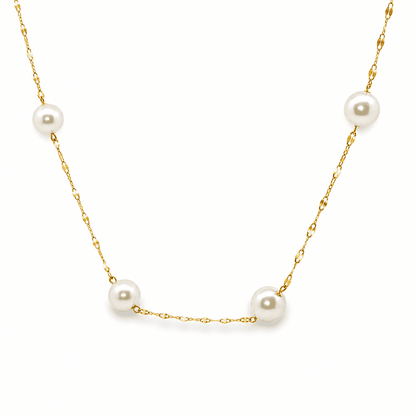 Pink Akoya Pearl Station Necklace