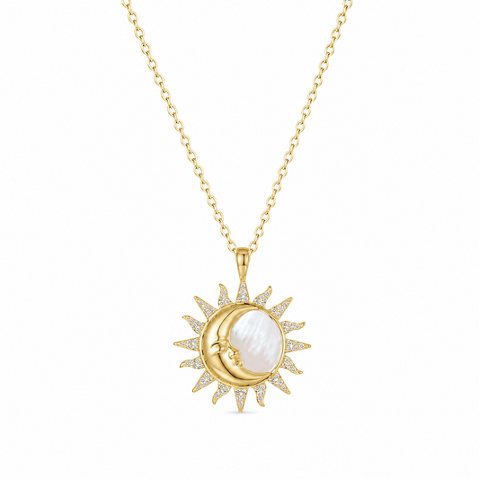 Mother-of-Pearl Sun Pendant Necklace