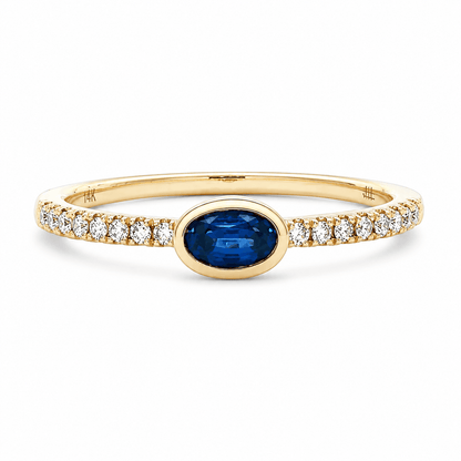 East West Oval Sapphire and Diamond Stackable Ring