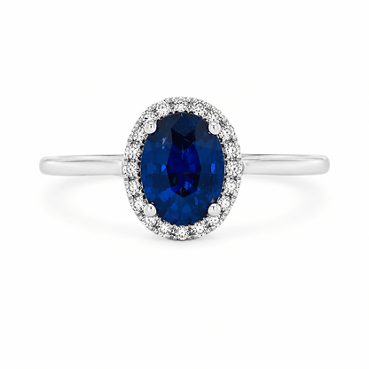 Oval Sapphire Diamond Halo Ring