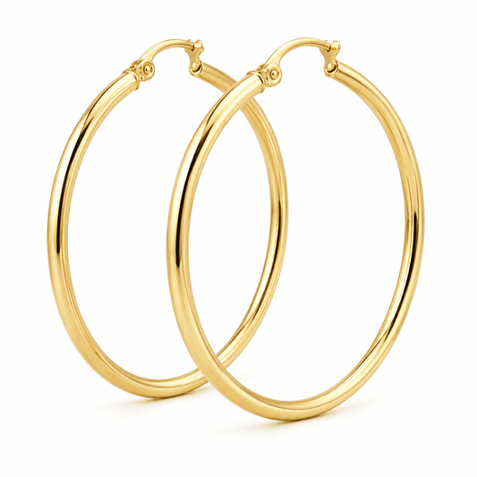 10K Yellow Gold Thin Hoop Earrings