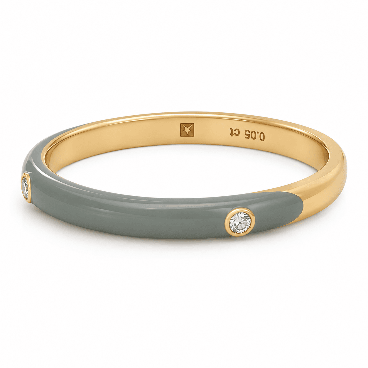 18K Gold Grey Enamel Diamond Band