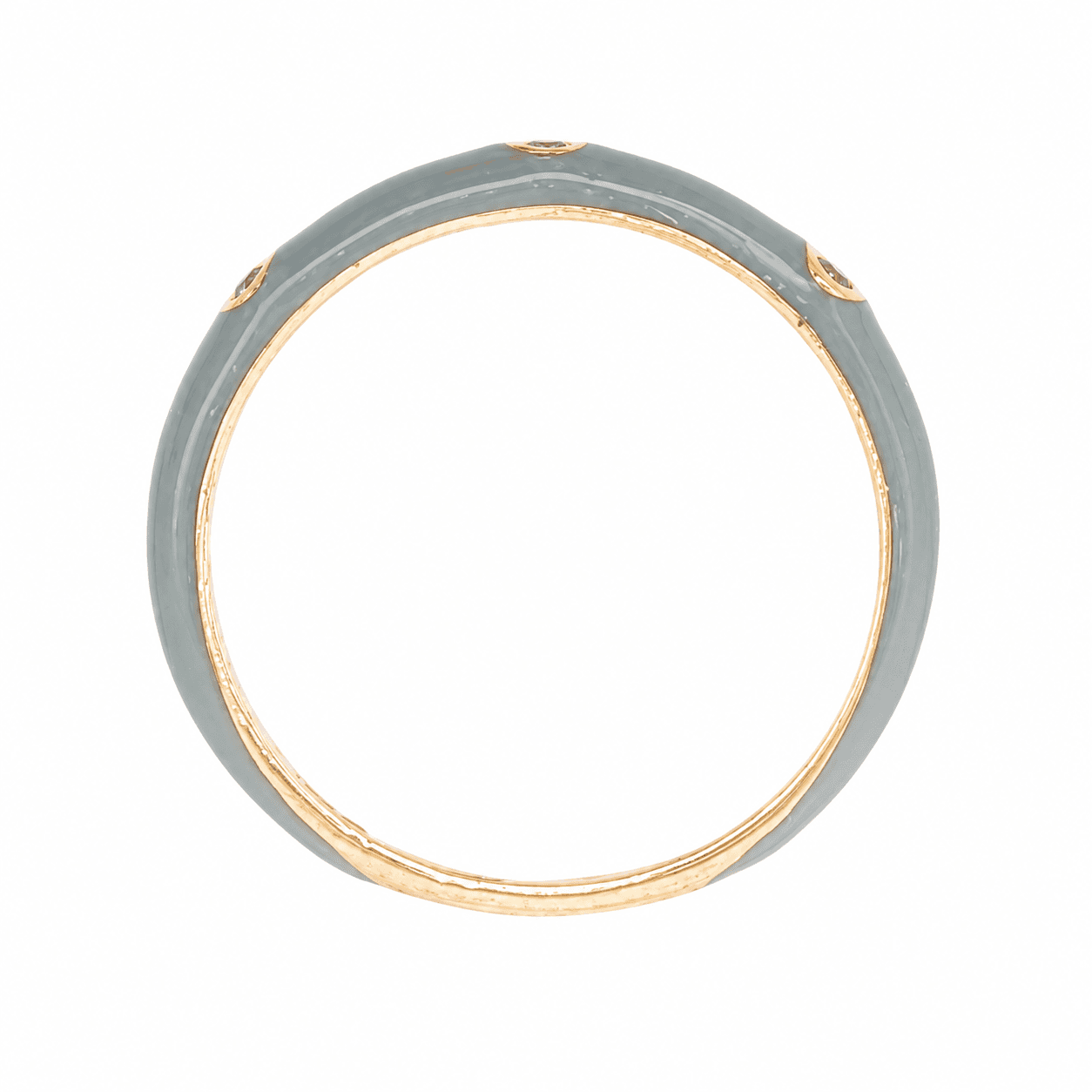 18K Gold Grey Enamel Diamond Band