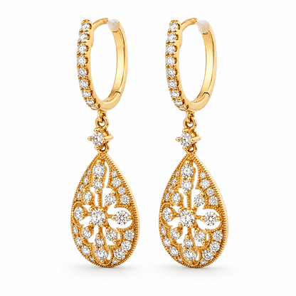 Diamond Pear-Shape Drop Earrings