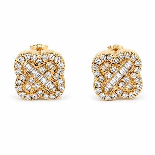 Four-Leaf Clover Diamond Stud Earrings