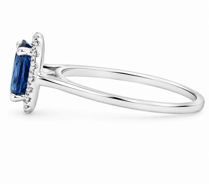 Oval Sapphire Diamond Halo Ring
