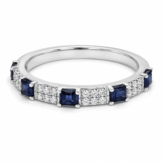 14K White Gold Diamond and Sapphire Ring