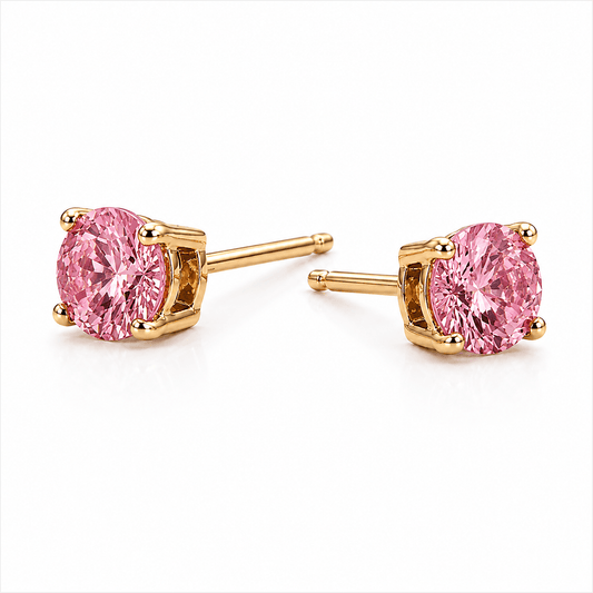 Lab-Grown Pink CVD Diamond Stud Earrings