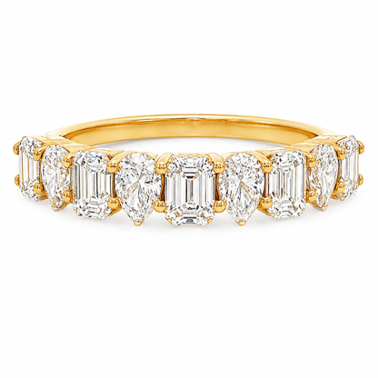 Alternating Emerald and Pear Lab-Grown Diamond Band