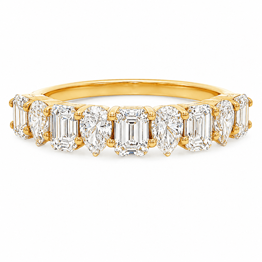 Alternating Emerald and Pear Lab-Grown Diamond Band