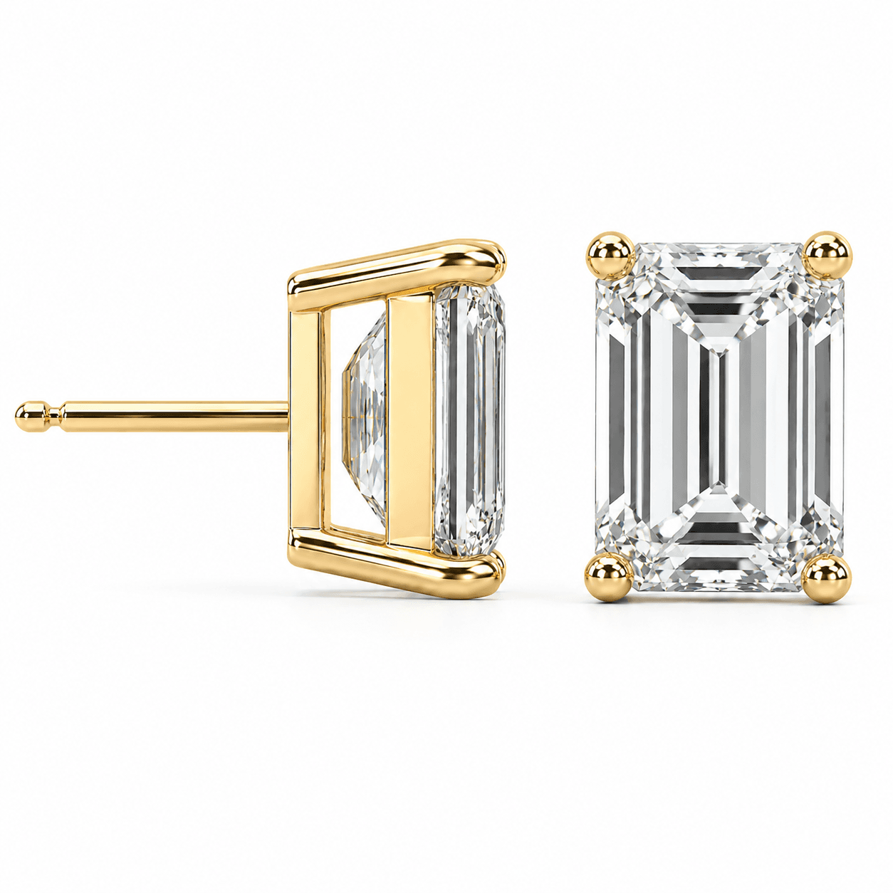 Lab-Grown Emerald-Cut Diamond Stud Earrings