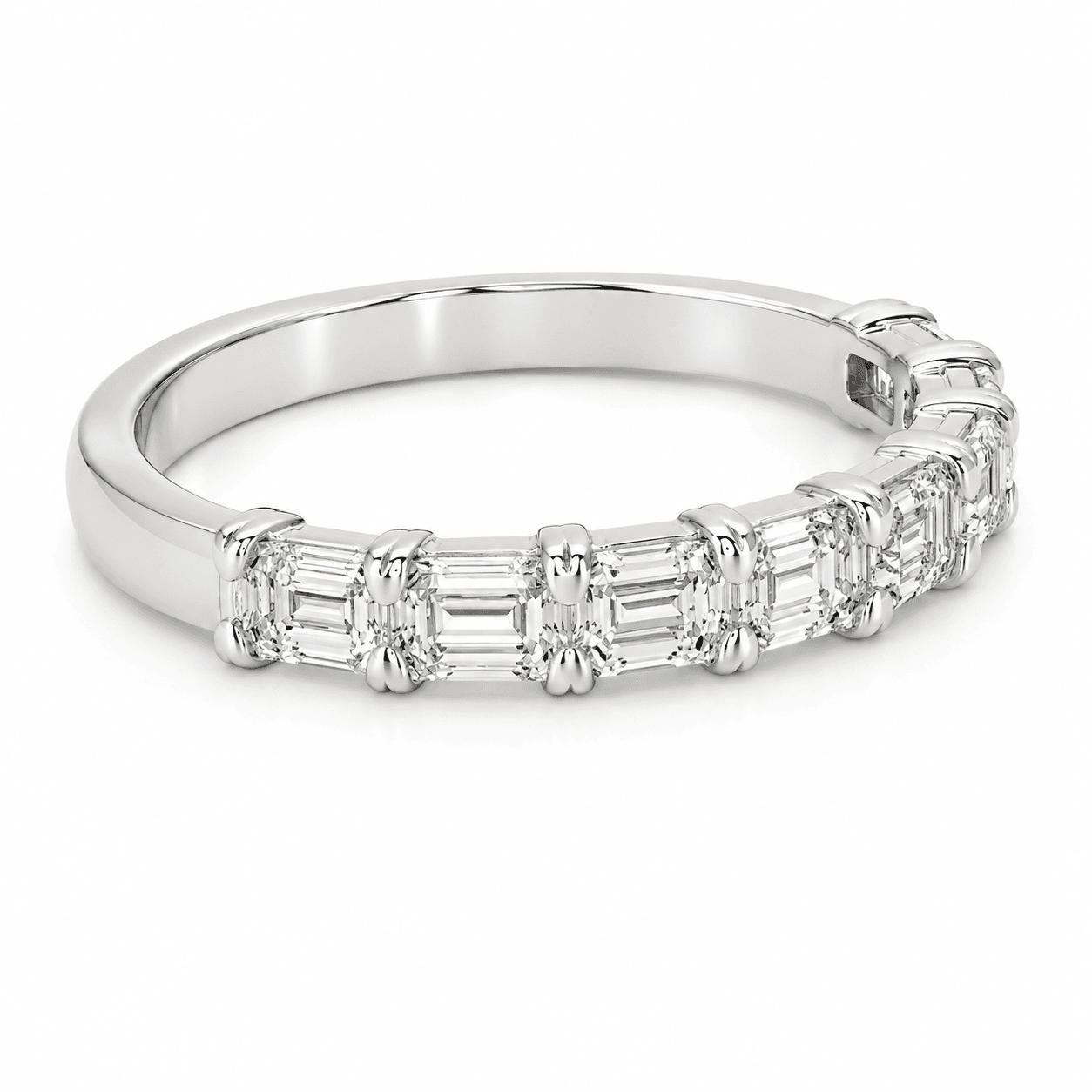 Emerald-Cut Lab Diamond Wedding Band