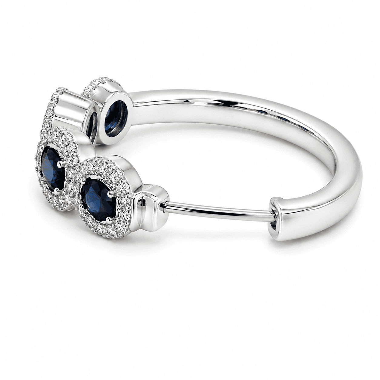 14K White Gold Diamond & Sapphire Earrings