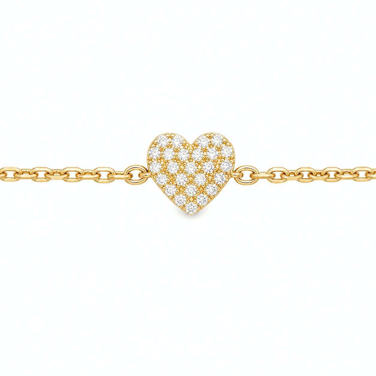 14K Yellow Gold Heart Diamond Bracelet