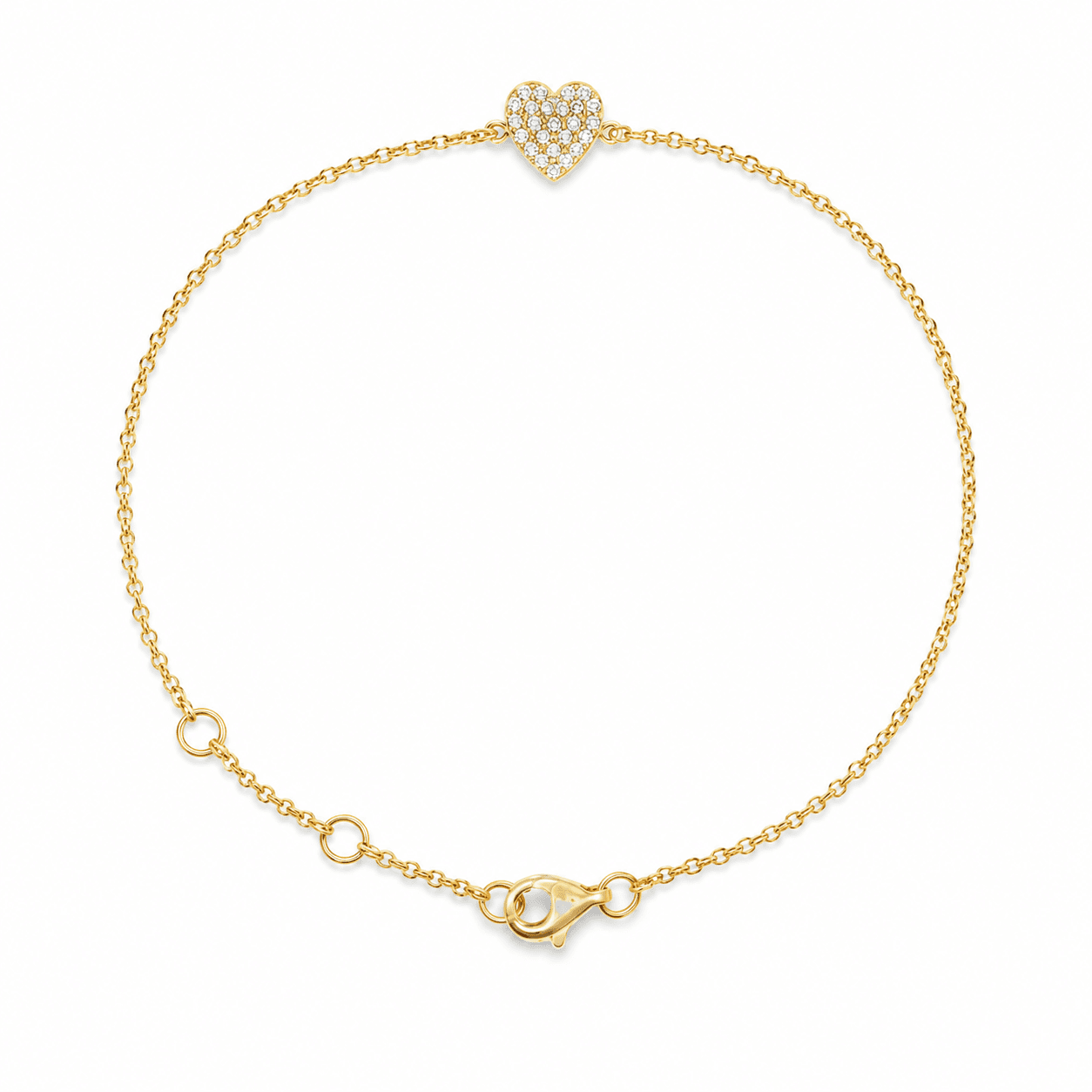14K Yellow Gold Heart Diamond Bracelet