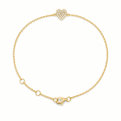 14K Yellow Gold Heart Diamond Bracelet