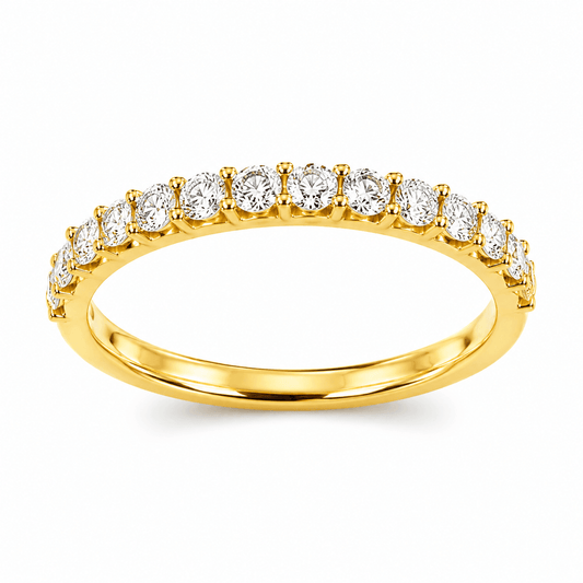 14K Yellow Gold Round Diamond Band