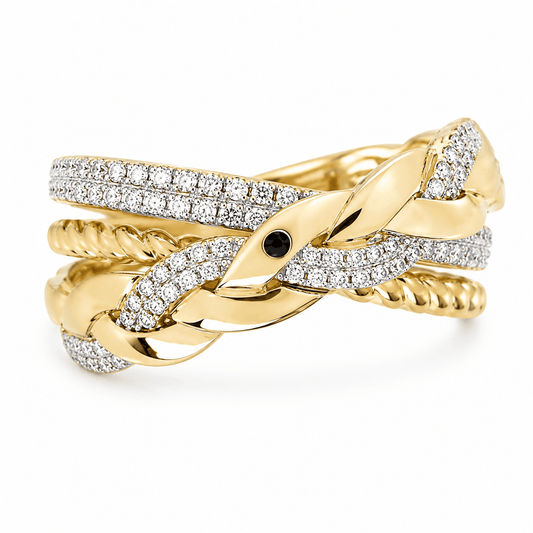 14K Yellow Gold Braided Crossover Fashion Ring