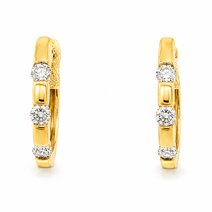 14K Yellow Gold Diamond Hoop Earrings