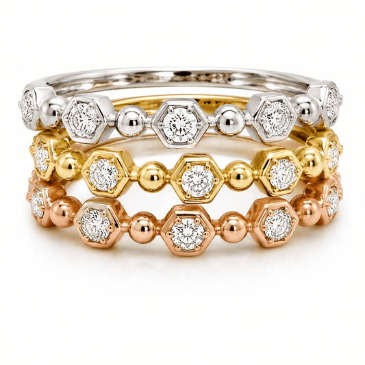 14K Tri-Color Gold Diamond Ring