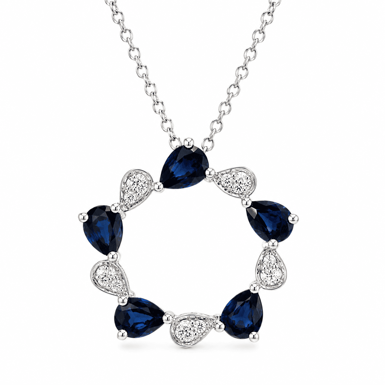 Sapphire and Diamond Circle Pendant