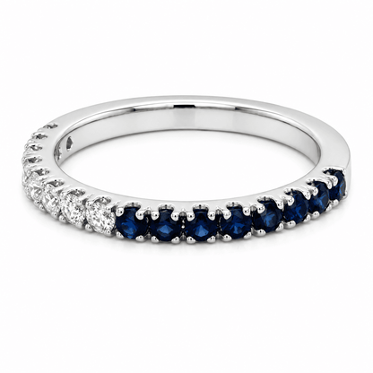 Round Diamond and Sapphire Half-and-Half Ring
