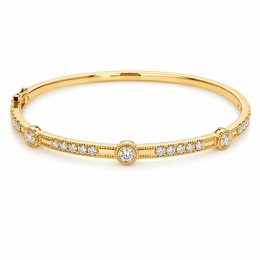 14K Yellow Gold Diamond Bangle Bracelet