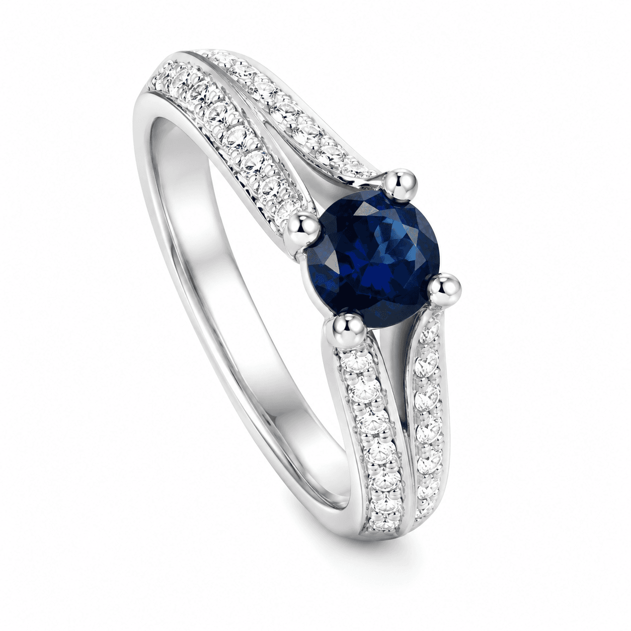 Diamond and Sapphire Semi-Mount Ring