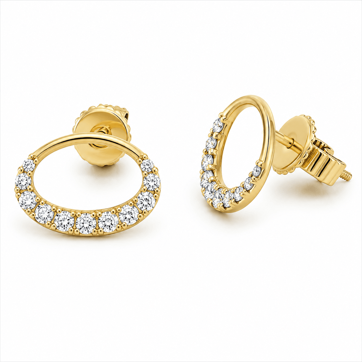 14K Yellow Gold Diamond Earrings
