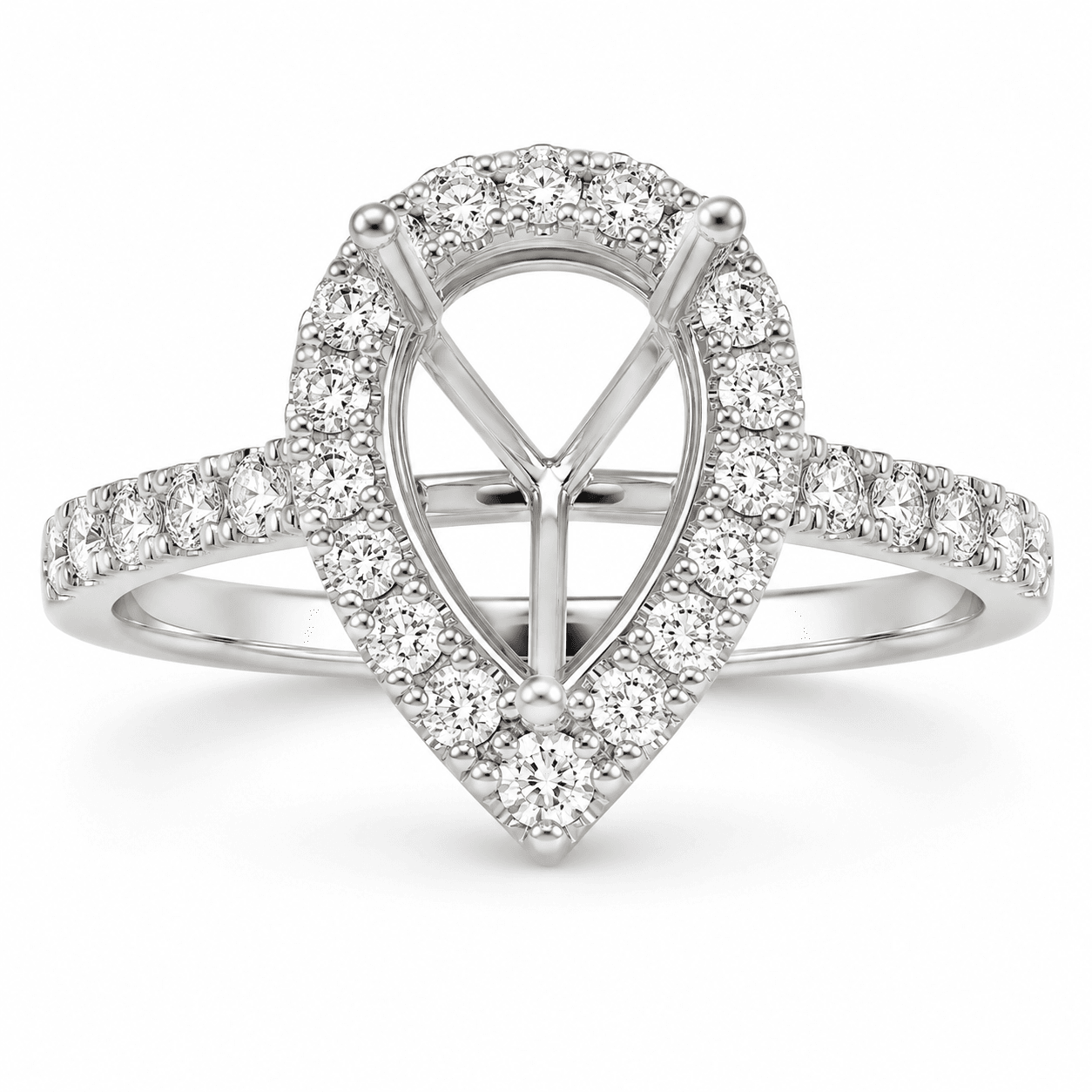 Pear-Shaped Halo Semi-Mount Ring