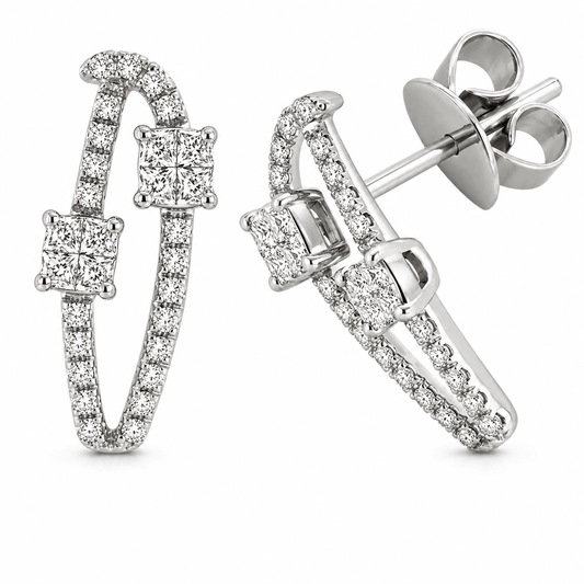 Two-Stone Diamond Stud Earrings