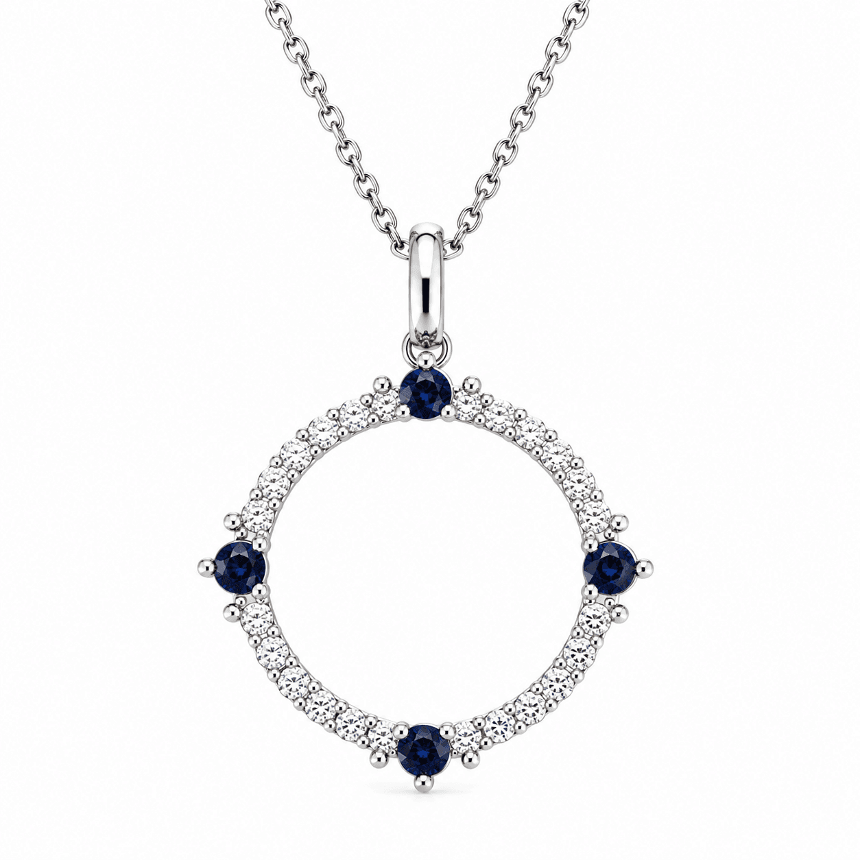 Diamond and Sapphire Circle Pendant