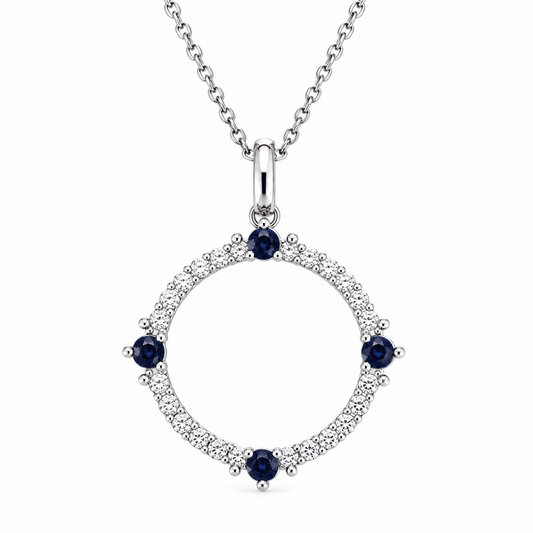 Diamond and Sapphire Circle Pendant