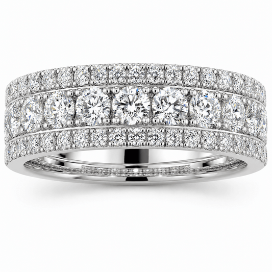 14K White Gold Round Diamond Band