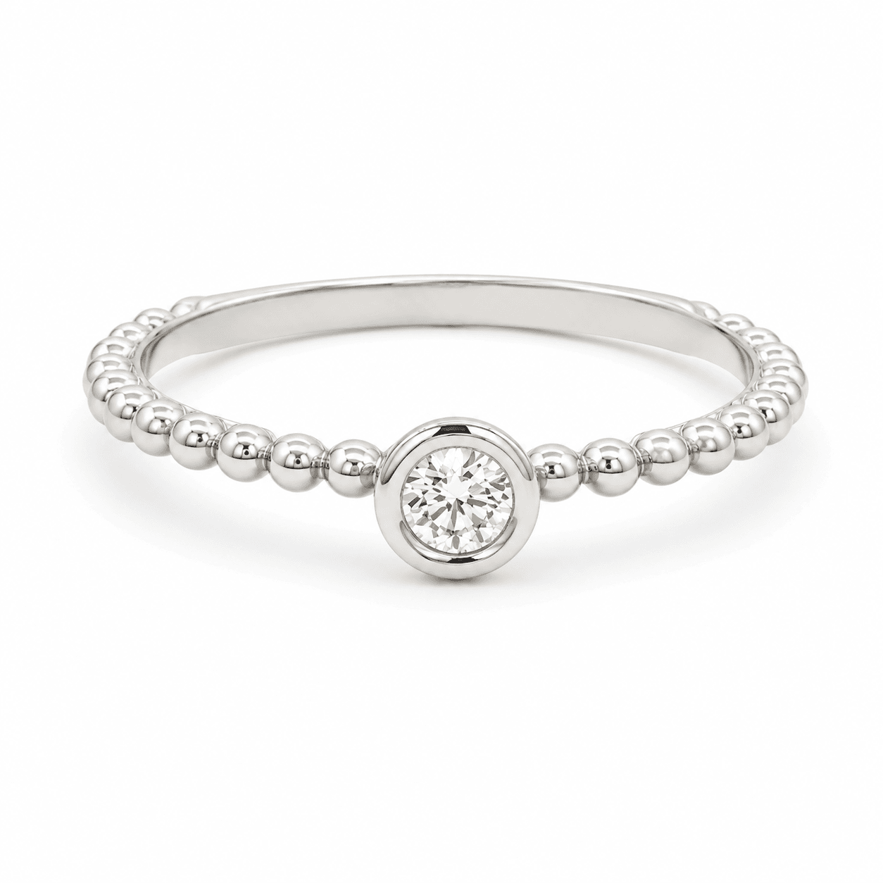 14K White Gold Forevermark Diamond Bezel Set Ring