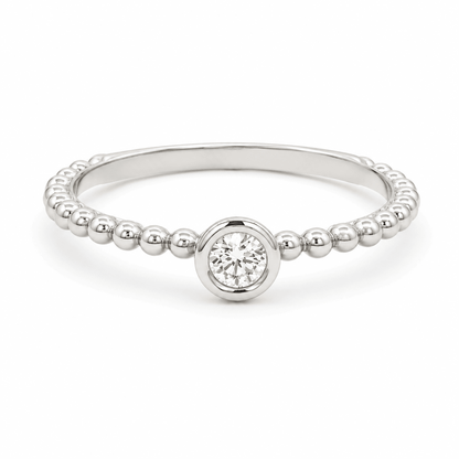14K White Gold Forevermark Diamond Bezel Set Ring