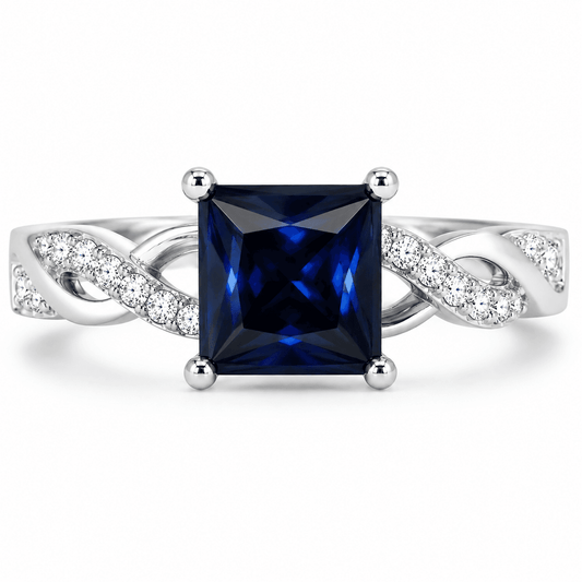 14K White Gold Black Diamond Ring